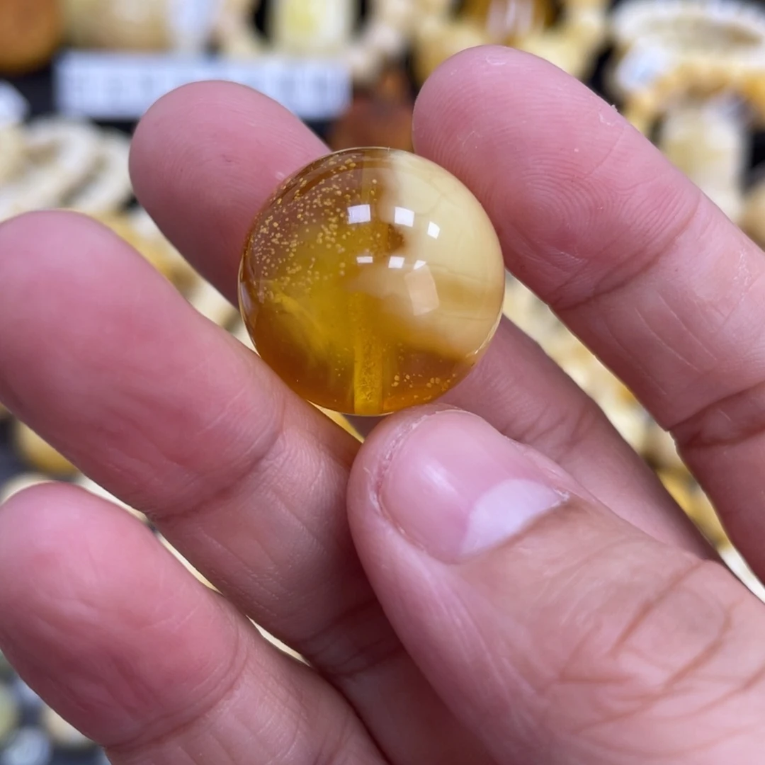 琥珀珠宝奇石未镶嵌20.9mm金妖金沙 微瑕疵