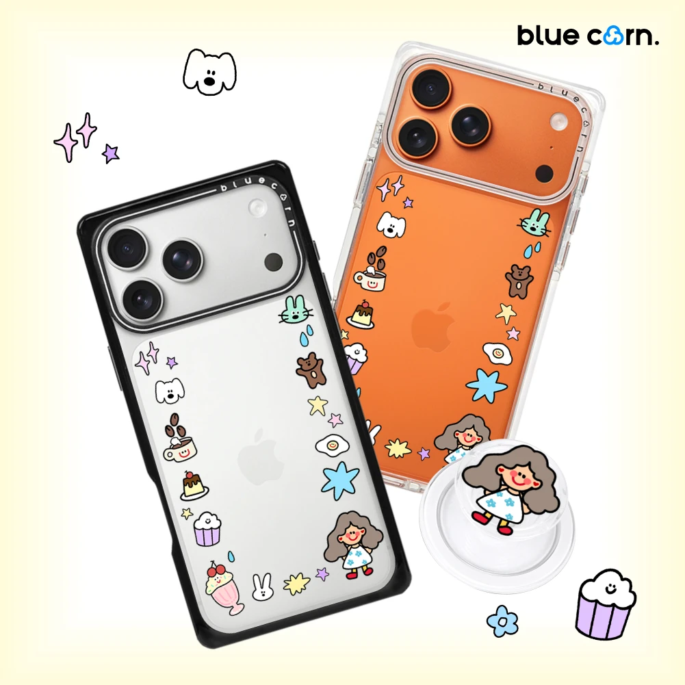 蓝色苞米涂鸦小相框适用于苹果iPhone17/16/15/ProMax磁吸手机壳