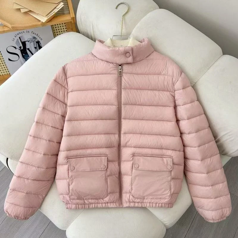 2025 新款秋冬轻薄款气质女士短款洋气立领宽松时尚外套潮棉袄