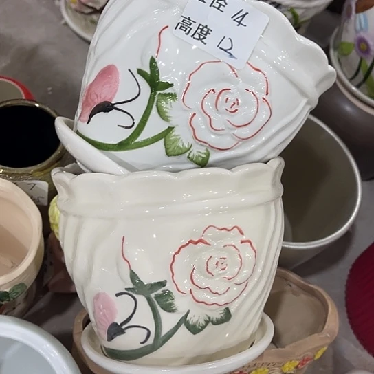 多肉绿植陶瓷花盆9.9包邮，有孔