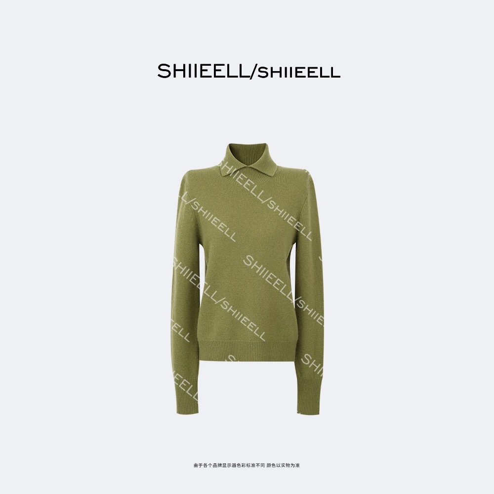 SHIIEELL【柔筑高领衫】软糯绵羊毛气质定染绿套头高领毛衫Z7236