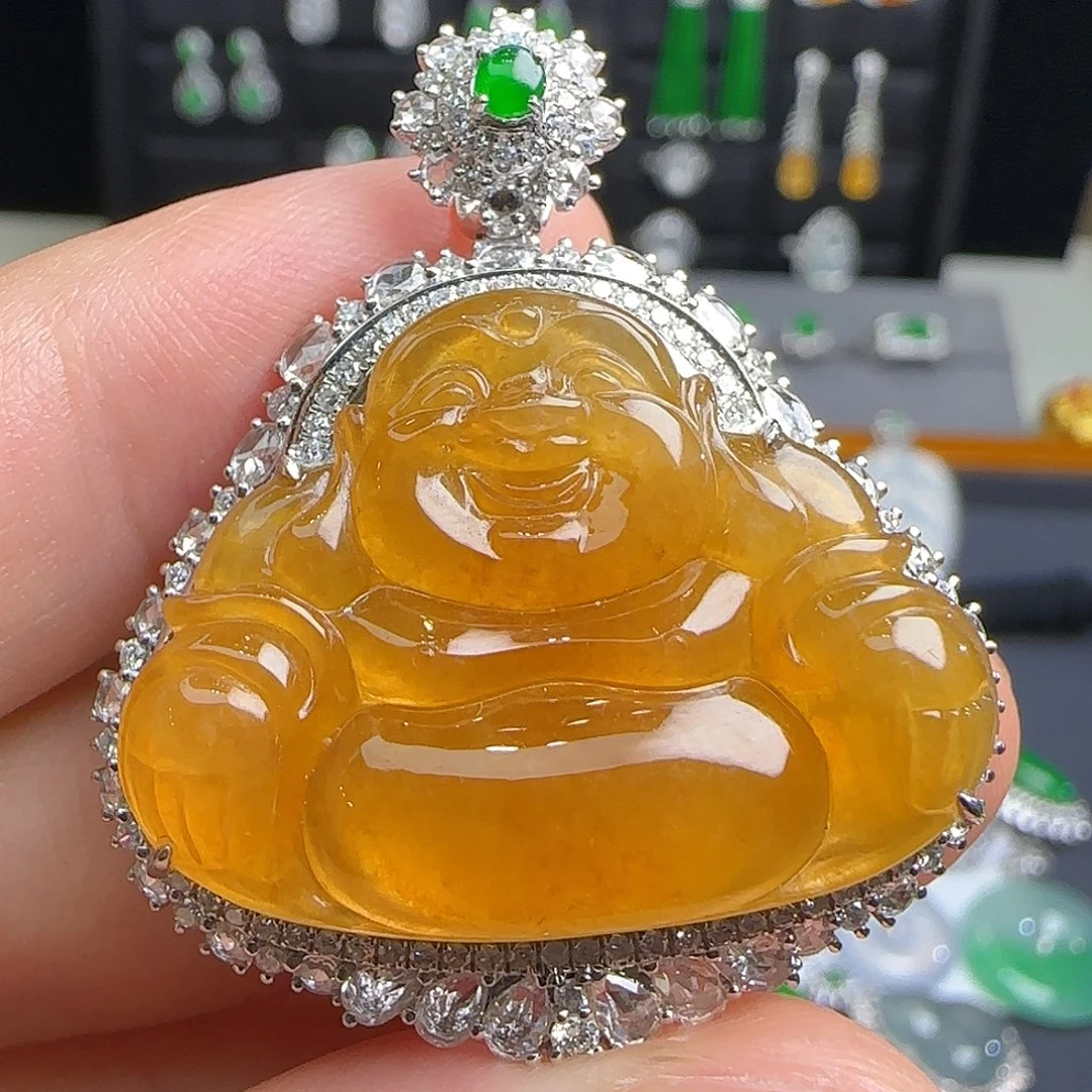 颈饰18K金镶嵌翡翠天然翡翠