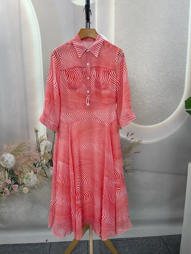 ZLR2025夏【玛家】中袖常规气质都市修身百搭红色时尚连衣裙