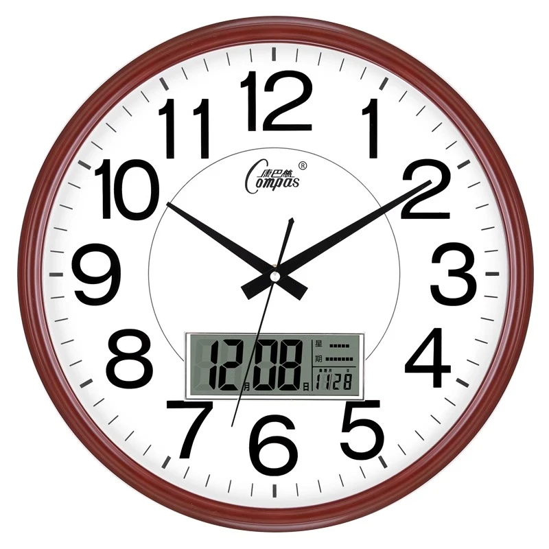 康巴丝42cm客厅挂钟大号静音钟表简约现代时钟创意圆形时尚石英钟