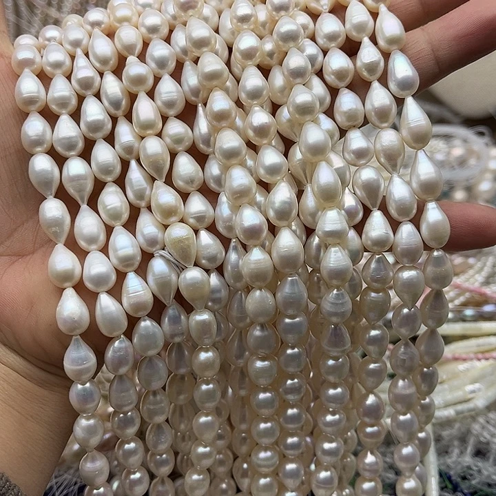 淡水珍珠珠宝半成品未镶嵌一条8mm左右极光水滴珍珠