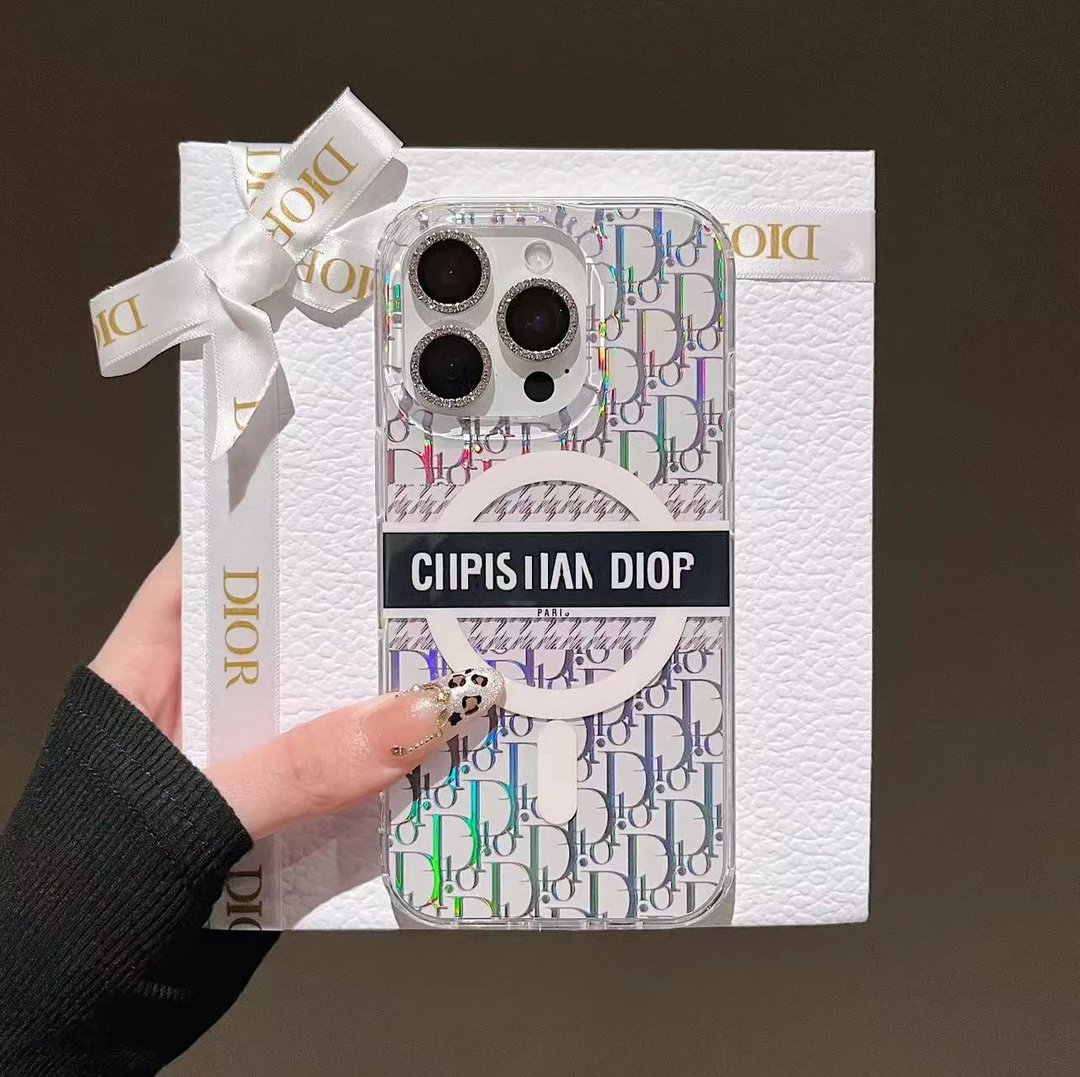 【萌】潮牌磁吸奢华个性创意细闪双层IMD香风手机壳适用于苹果13-16