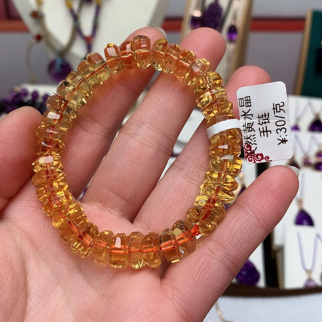 黄晶切面款手串未镶嵌暖***?