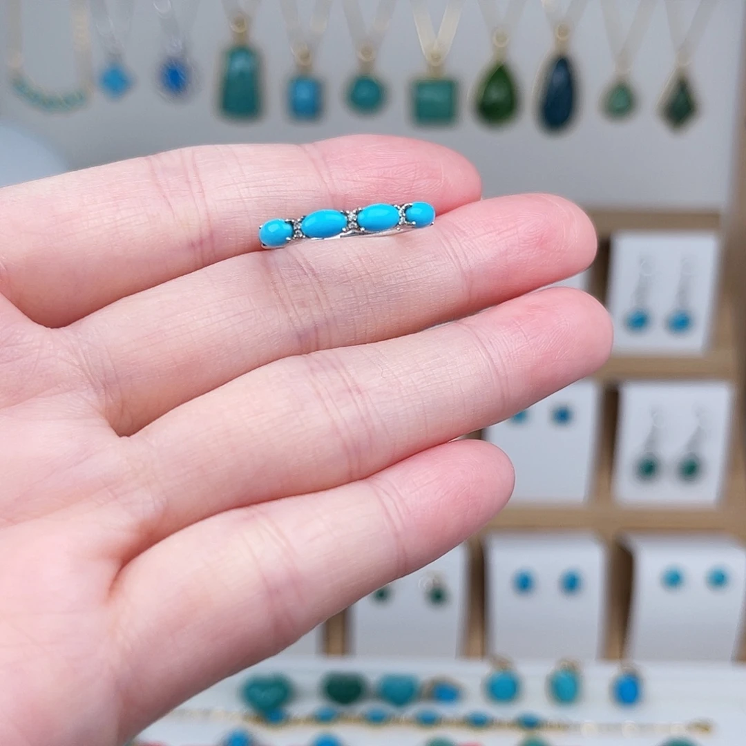 绿松石银S925镶嵌戒指