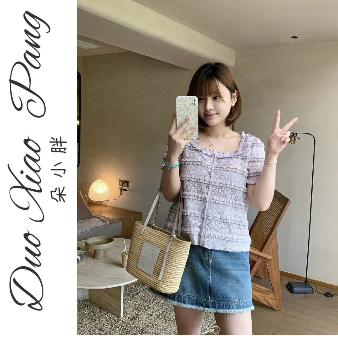 大码设计感上衣女夏宽松显瘦百搭娃娃千金感上衣71203