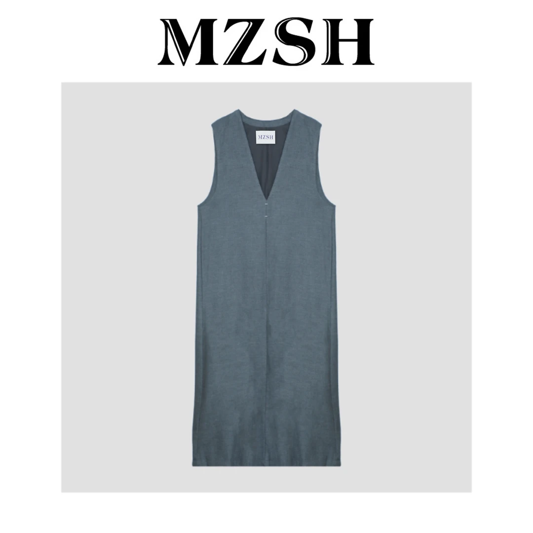 【MZSH】天丝羊毛V领套头马甲背心裙DLMZSH30116