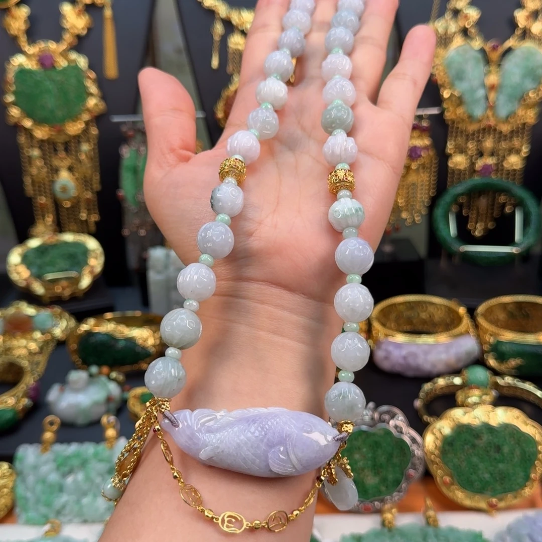 翡翠未镶嵌颈饰项链 炸价