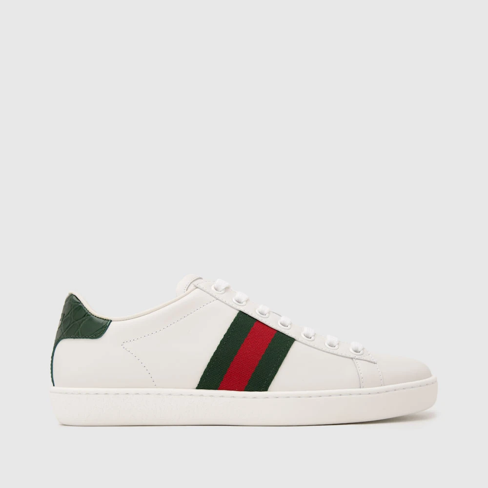 GUCCI古驰牛皮经典老花条纹系带女士运动休闲鞋387993A38309071