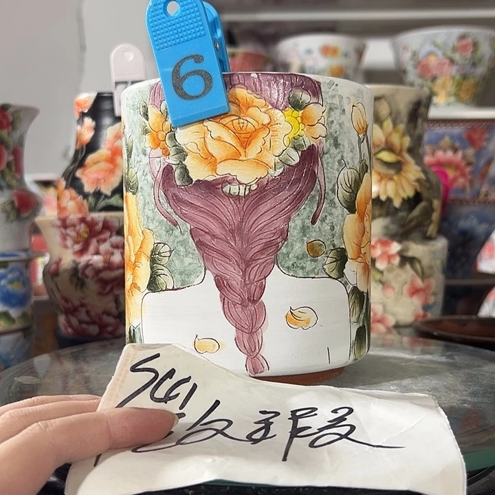 景德镇幸运花盆手绘韩式花盆