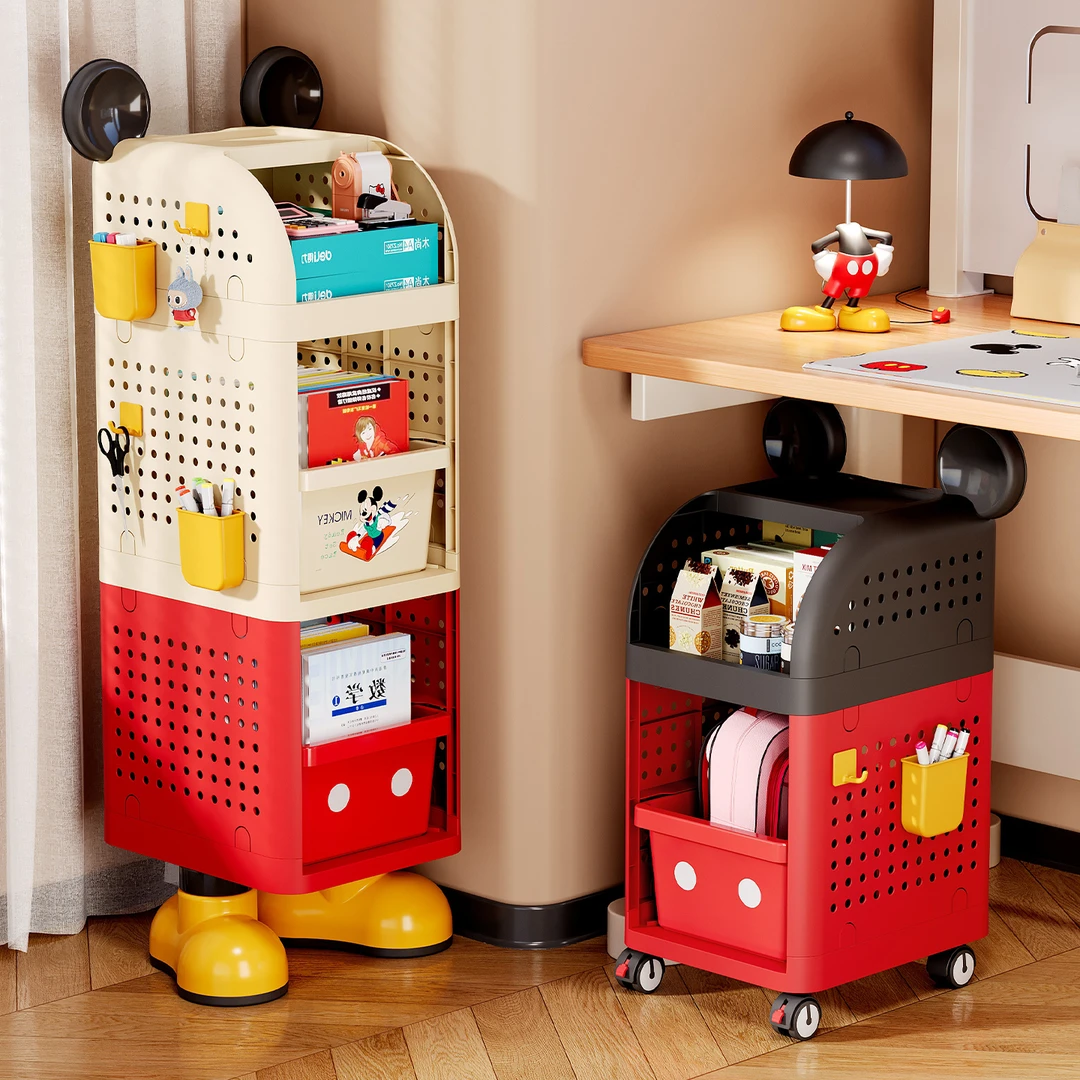 Disney/迪士尼书架落地置物架移动收纳架零食玩具储物柜可放书包