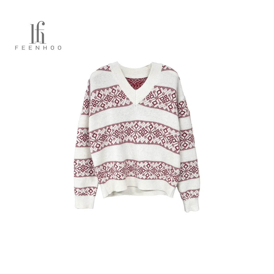 粉和V领时尚厚款百搭毛衫57ZT3069