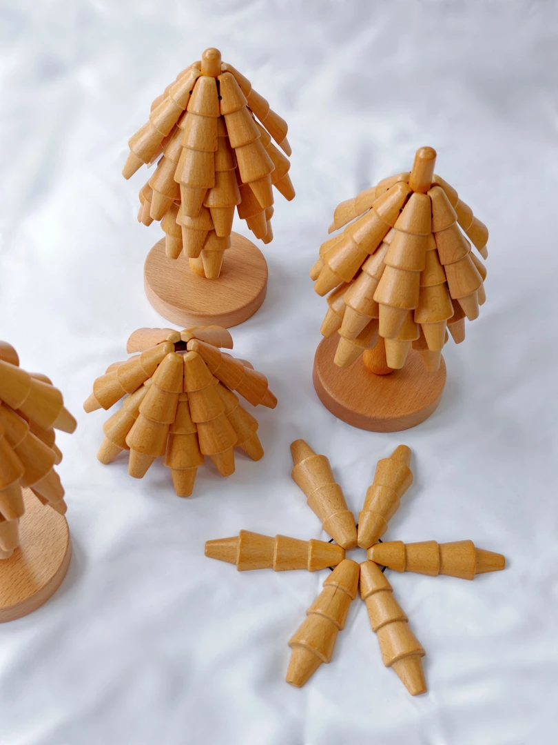 圣诞树造型隔热垫摆件榉木防烫防热垫