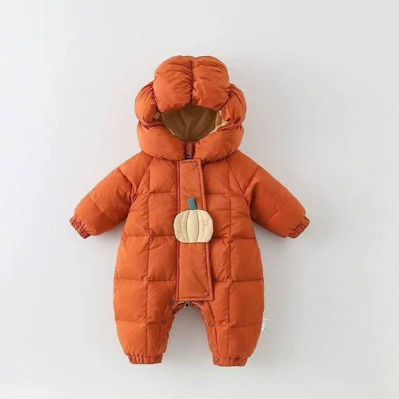 婴儿衣服冬装加绒棉服男宝宝连体衣冬季外出保暖满月棉衣新生抱衣