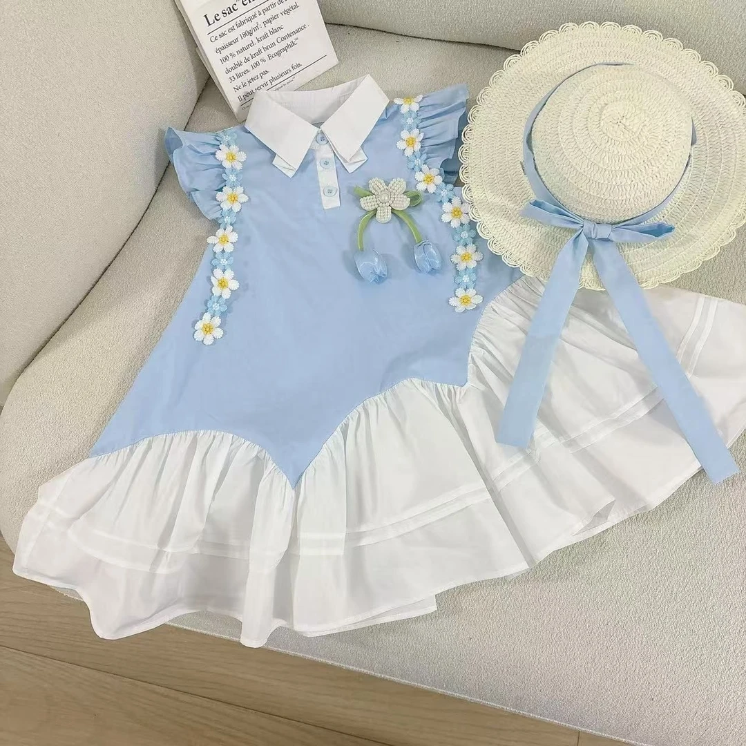 女童连衣裙女宝宝夏装棉裙子中小童韩版夏季短袖公主裙碎花