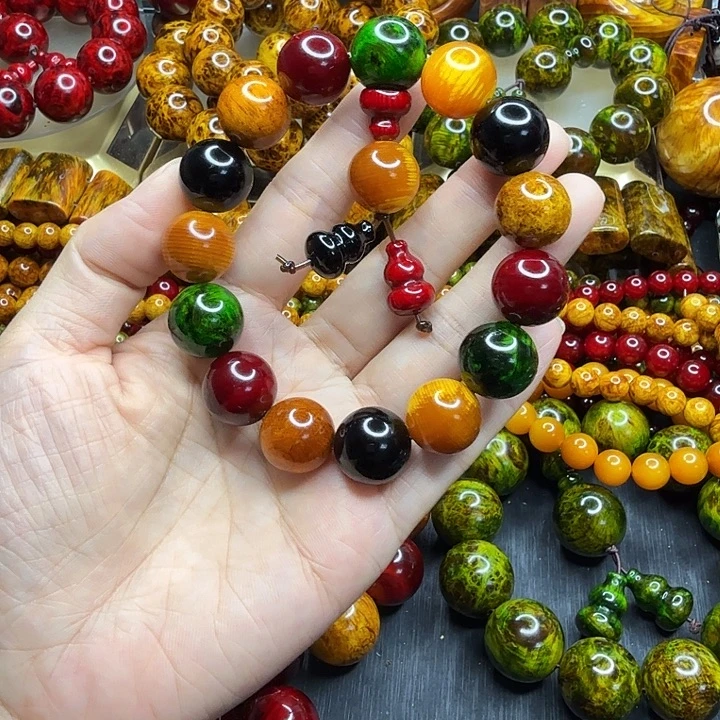 松木琥珀木文玩手串