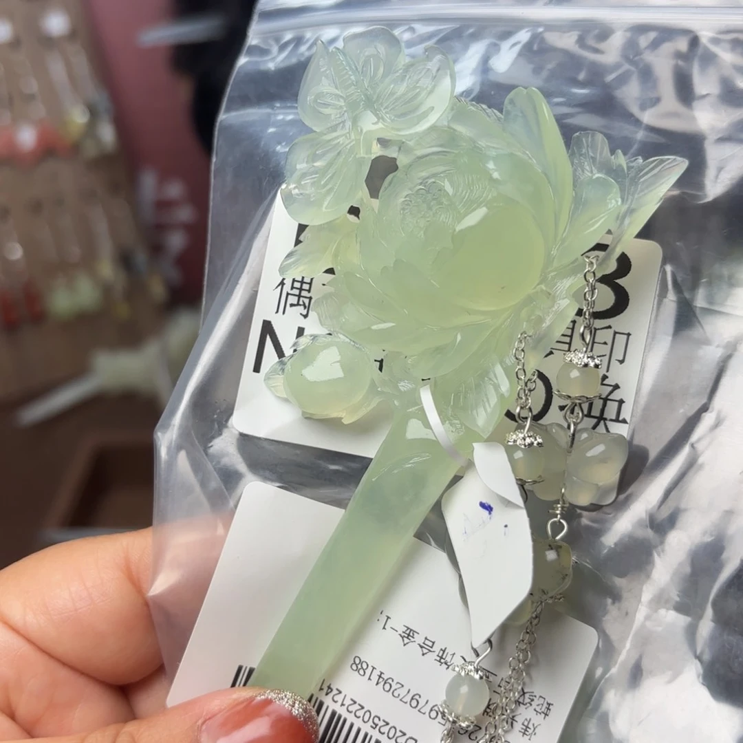 蛇纹石玉发饰合金新**