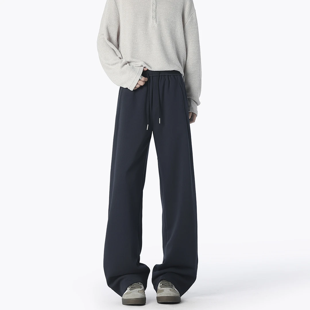 藏青色卫裤男女情侣春秋裤子慵懒松弛感宽松休闲长裤美式裤子男