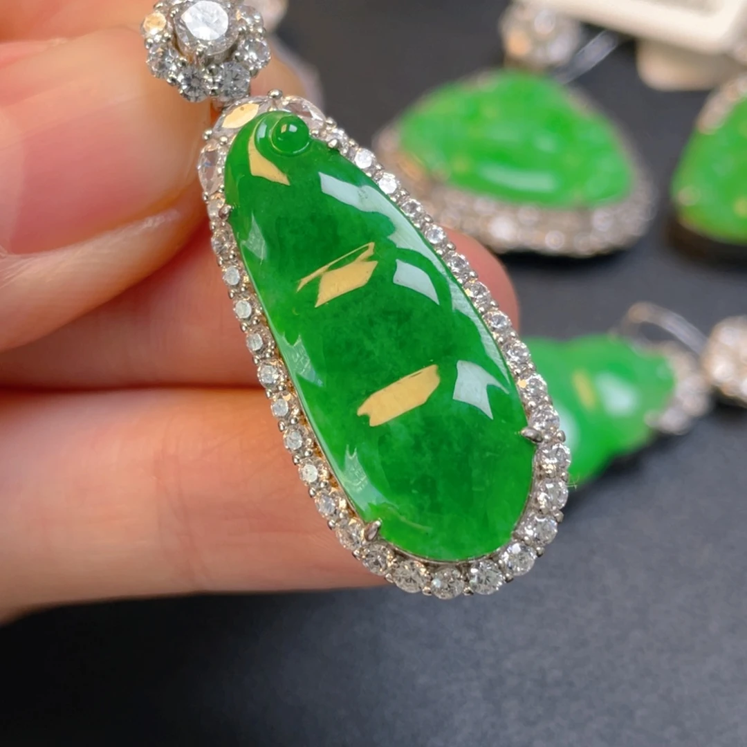 翡翠银S925镶嵌吊坠(不含链)