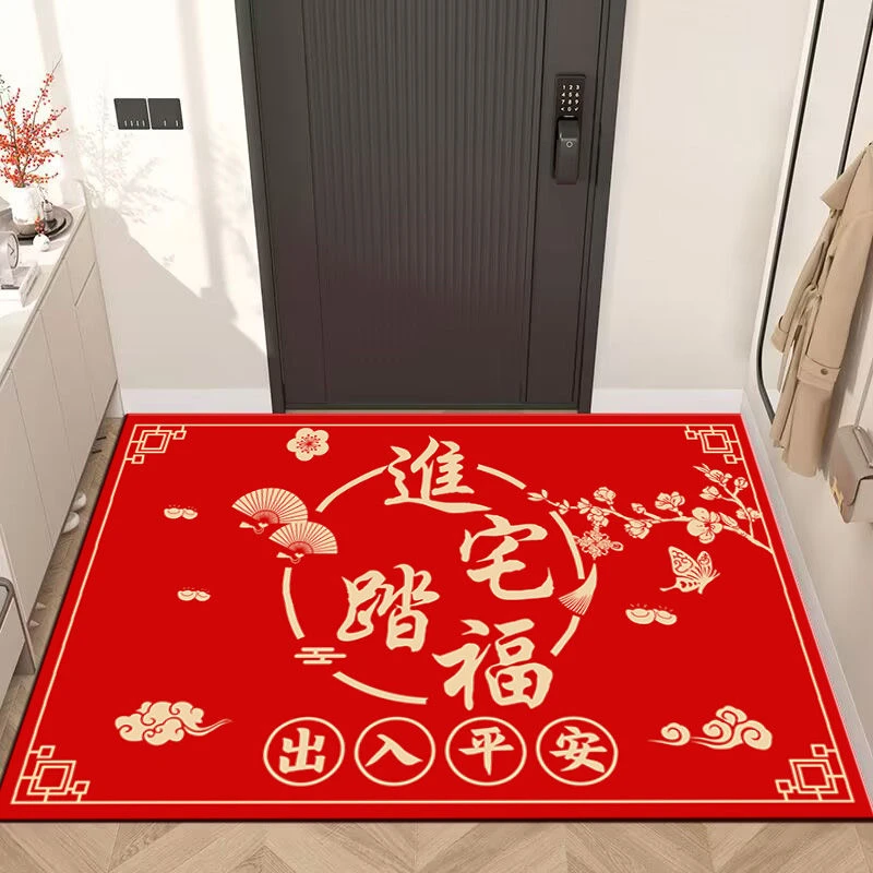 硅藻泥入户门地垫红色喜庆玄关门垫大门吸水耐脏脚垫新款家用地毯
