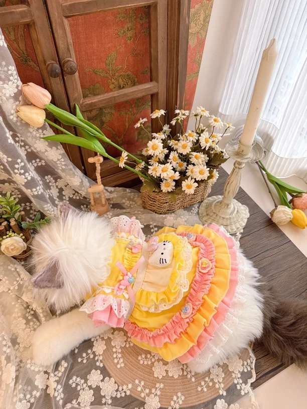 宠物狗狗猫咪公主裙甜美洛丽塔风格手工可加牵引扣兔子猫咪衣服