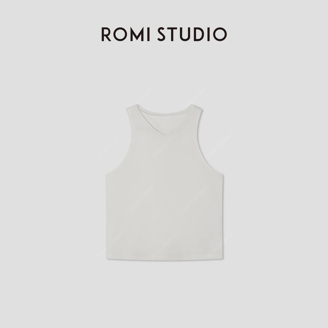 ROMI STUDIO“基础简约”100%柔软棉V领无袖可外穿短背心RWBWSD1498