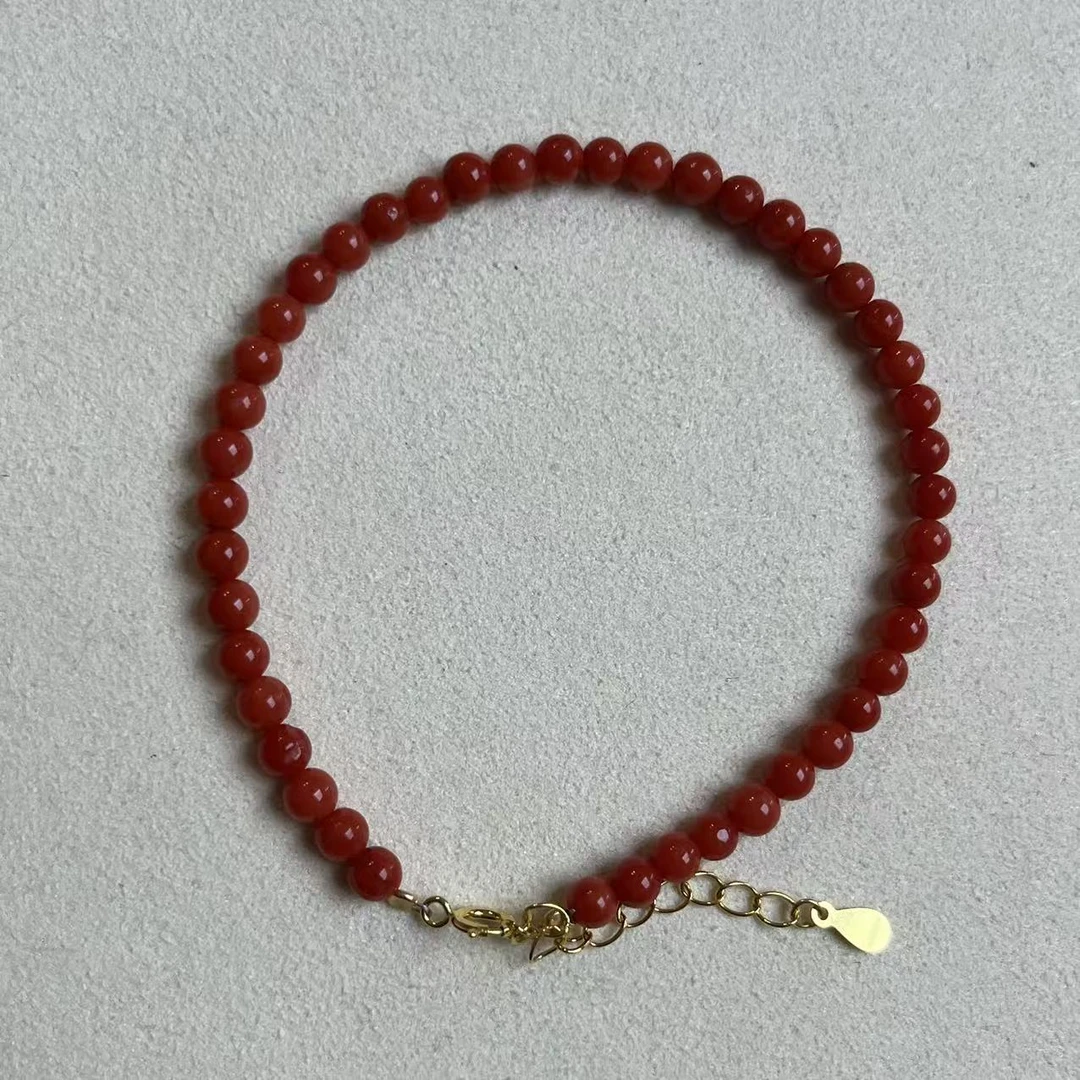 六子珊瑚天然红珊瑚圆珠手手链叠戴3.5mm左右多样性发齐一