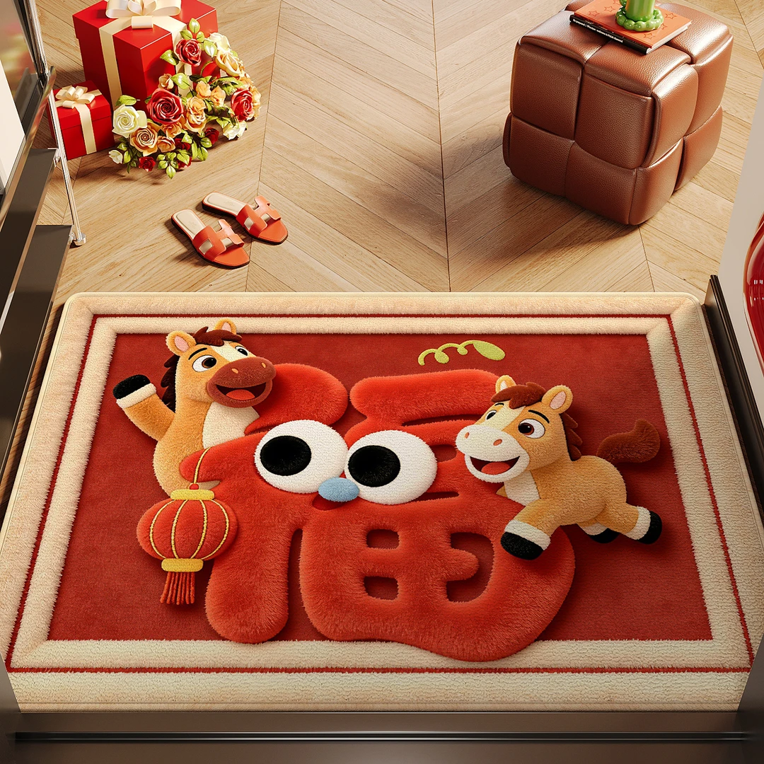 马年红色地垫进门垫2026新款喜庆防滑除尘耐脏脚垫玄关大门口地毯