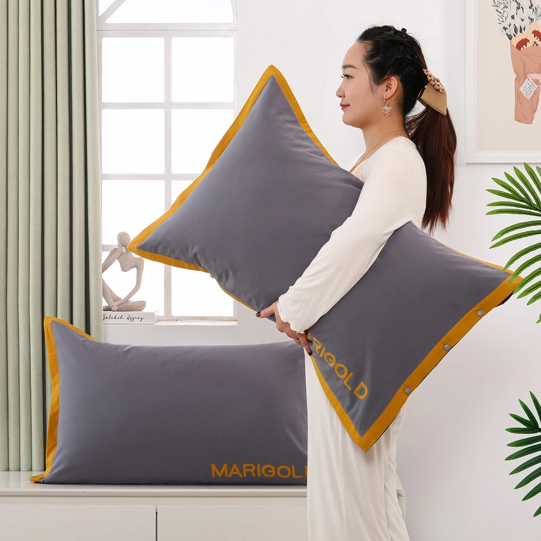 纯棉枕套加大加厚纱布全包枕头套一对按扣枕芯套成人家用透气吸汗