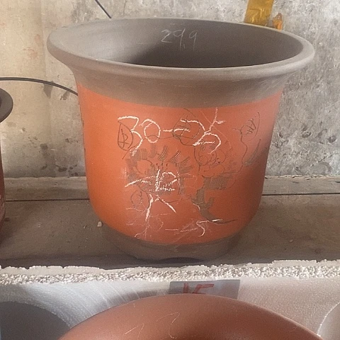 紫砂中国宜兴紫砂花盆，