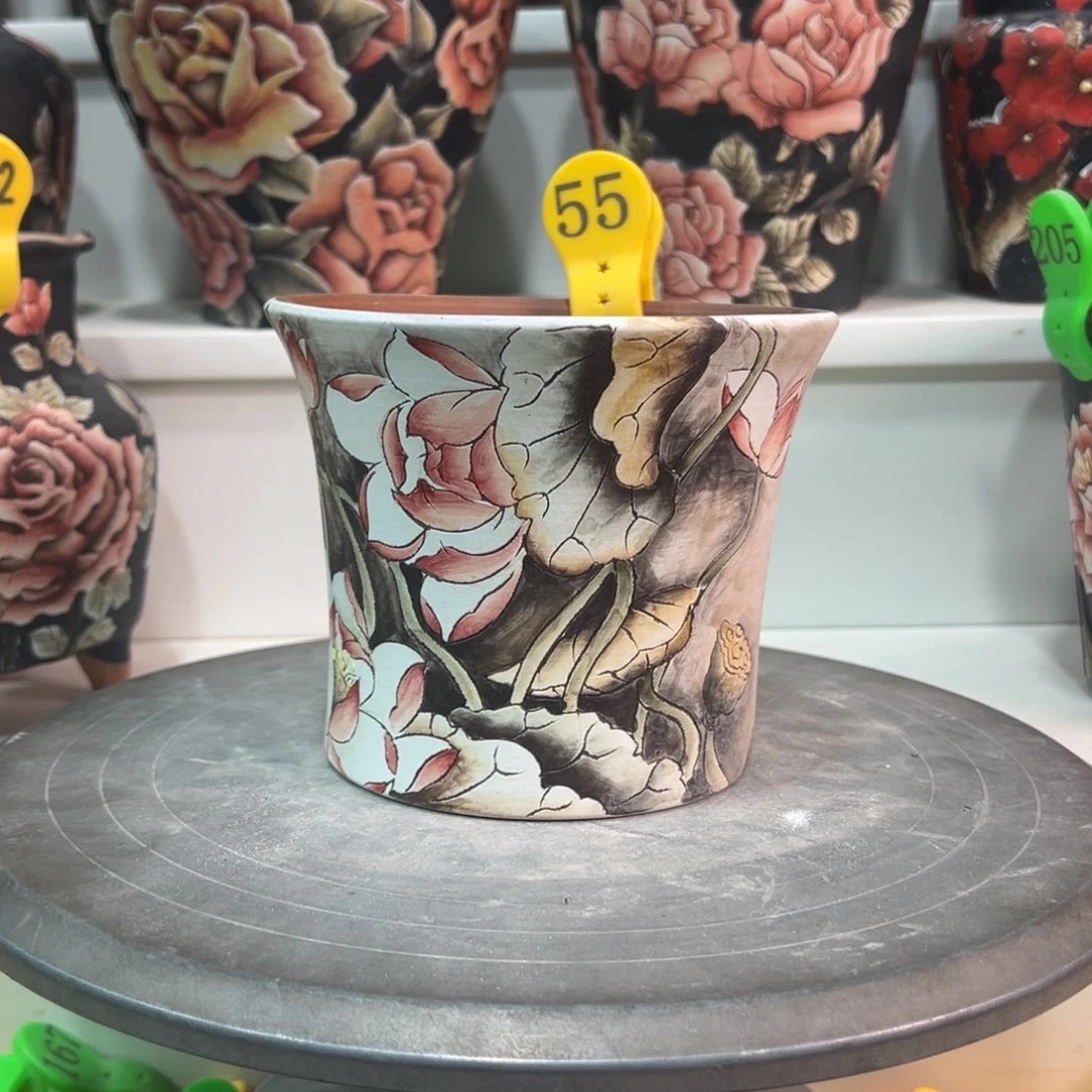 花盆紫砂手绘花盆55