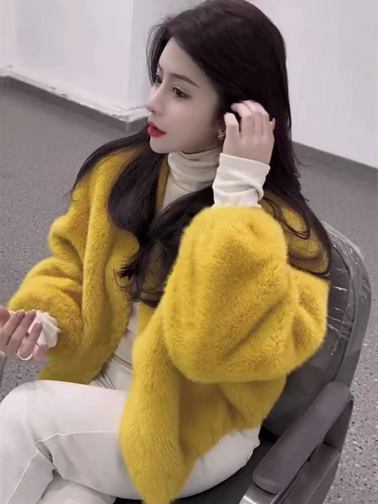 宽松型厚款网红百搭开衫加厚冬季短外套上衣宽松ins时尚2024新款