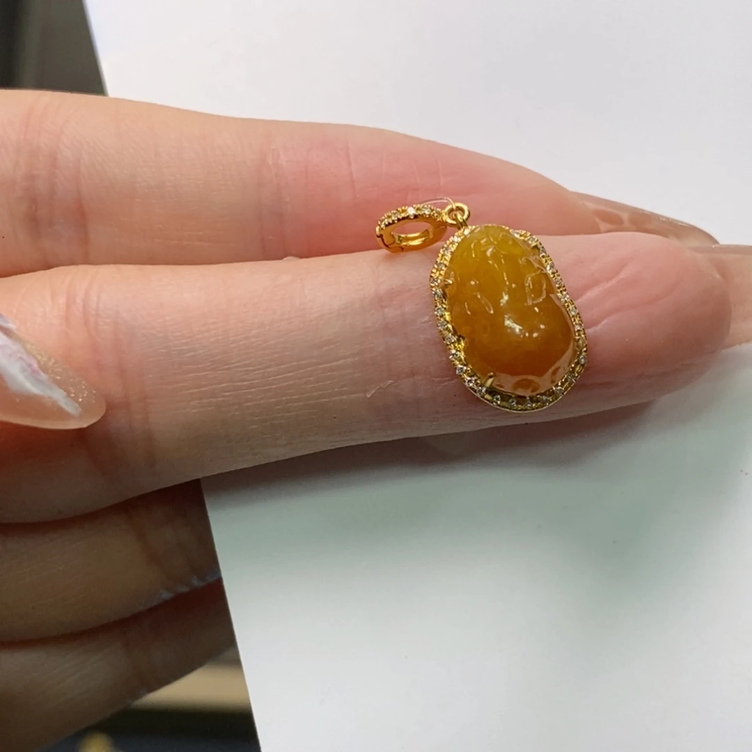 翡翠颈饰18K金镶嵌净货13921