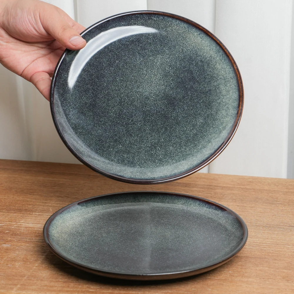 【瑕疵】小盘釉下彩陶瓷盘子餐厅家用窑变墨色日式复古餐盘J2B