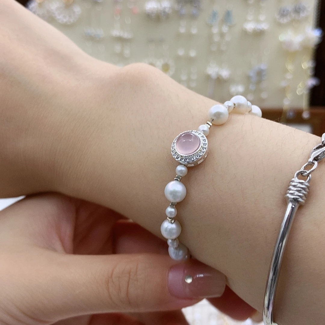 银S925镶嵌耳饰淡水珍珠