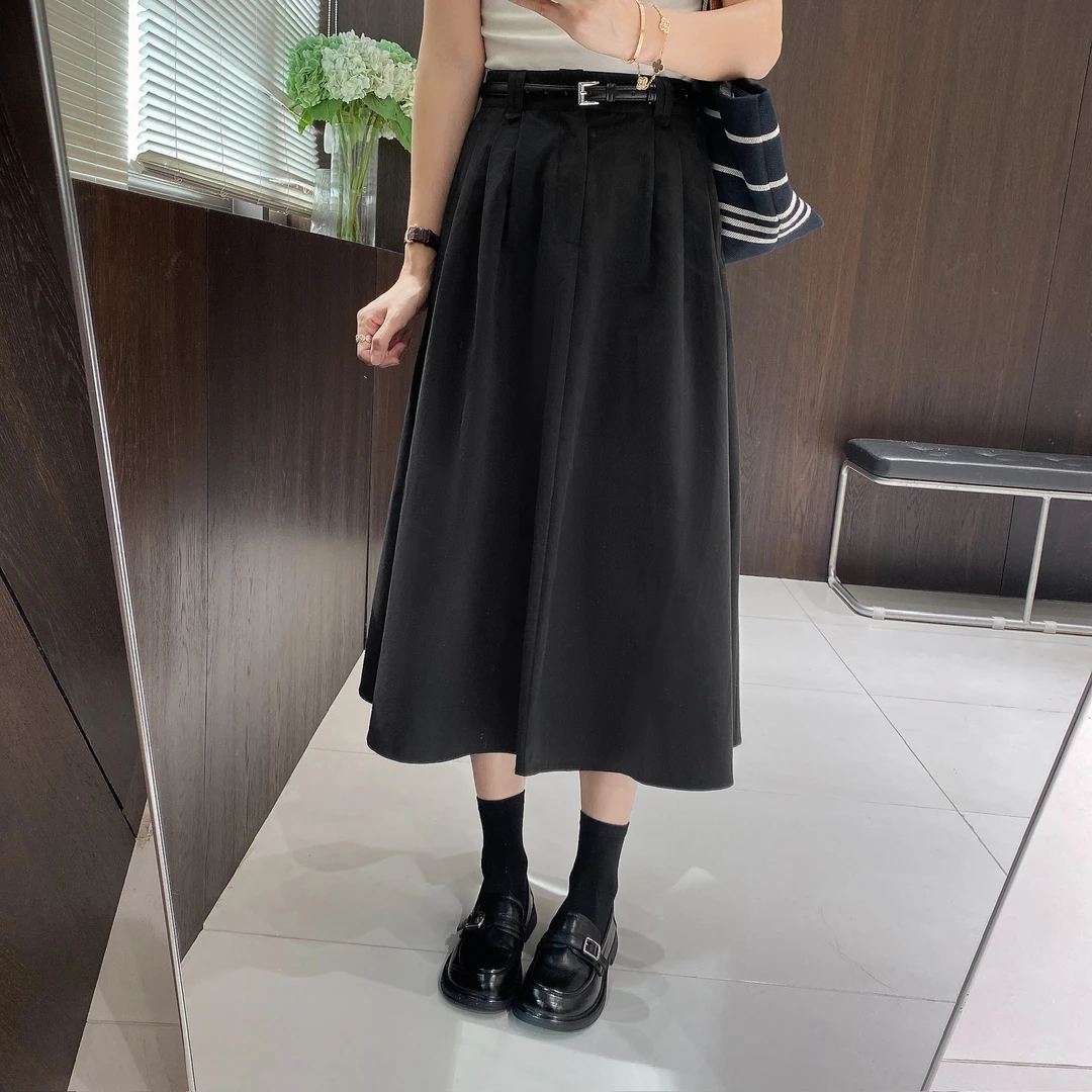IMFLY金小金自制女装 半身裙DYQ783学院风时尚高腰通勤黑色裙子女