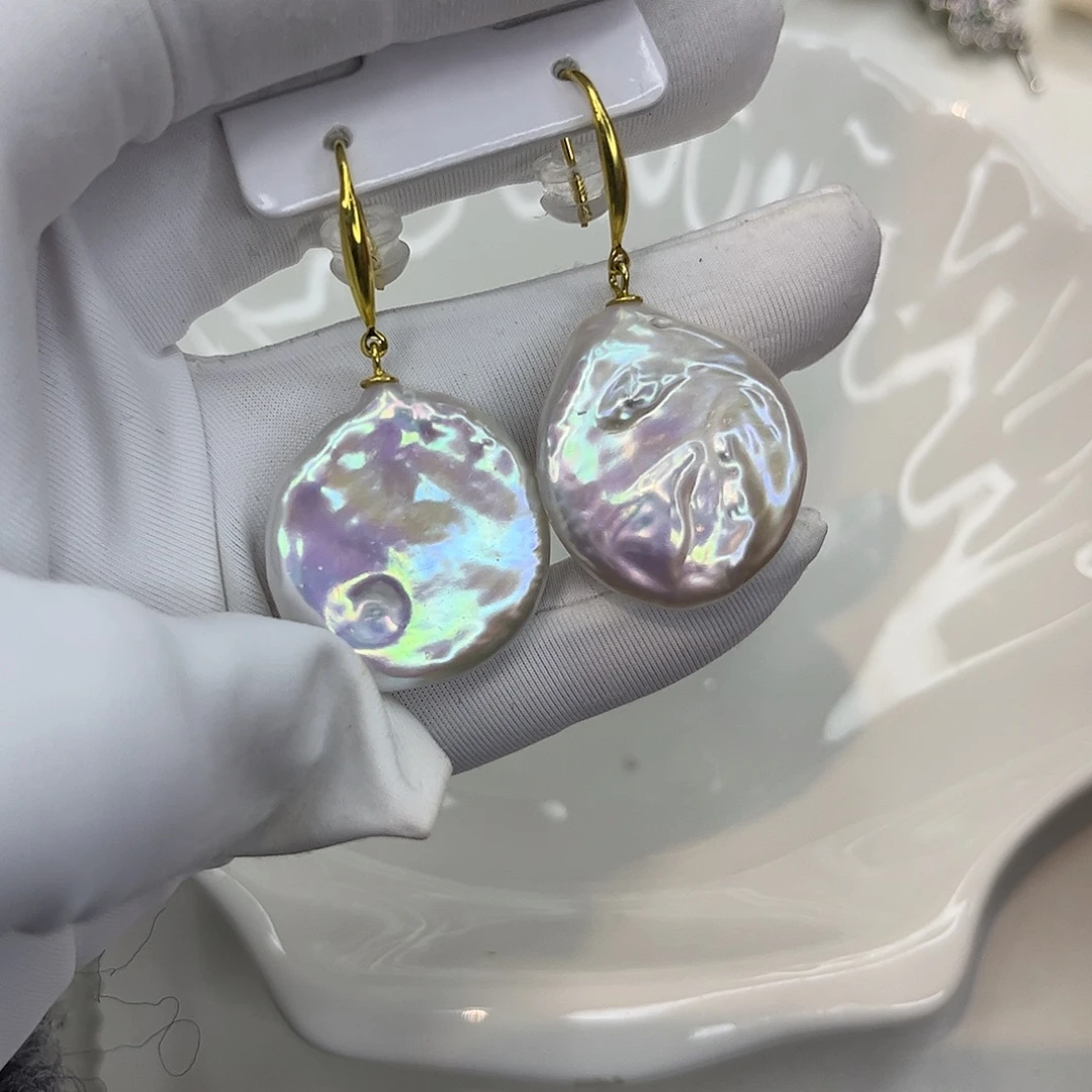 银S925镶嵌耳饰淡水珍珠