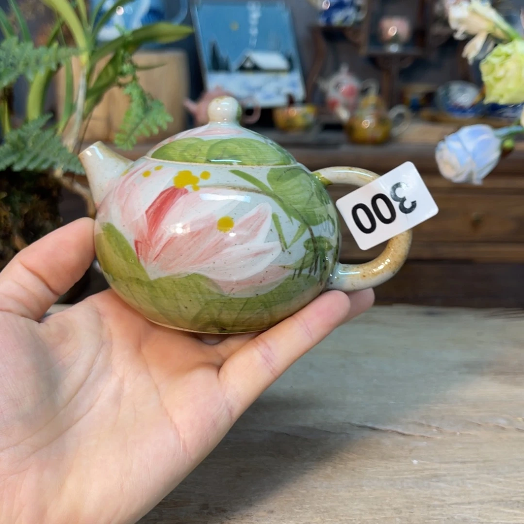 壶素浅陶瓷手工手绘