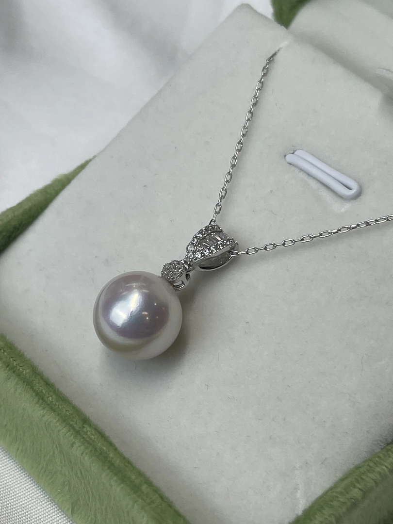 【YzzM珍珠】“方糖”极光大龙珠12-13mm正圆超亮设计款灵动珍珠吊坠