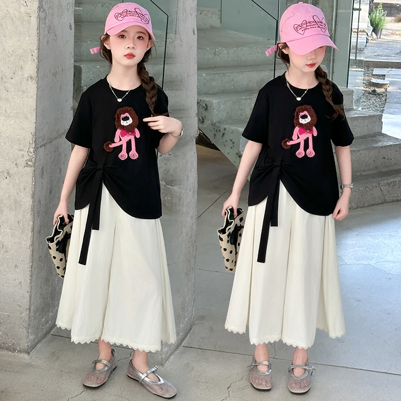 女童夏装小女孩洋气2025新款中大童女装儿童夏天休闲裙裤两件套装