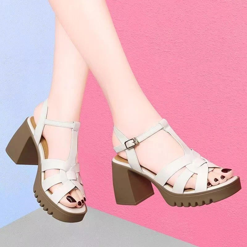 867-7 米色高跟凉鞋断码清仓