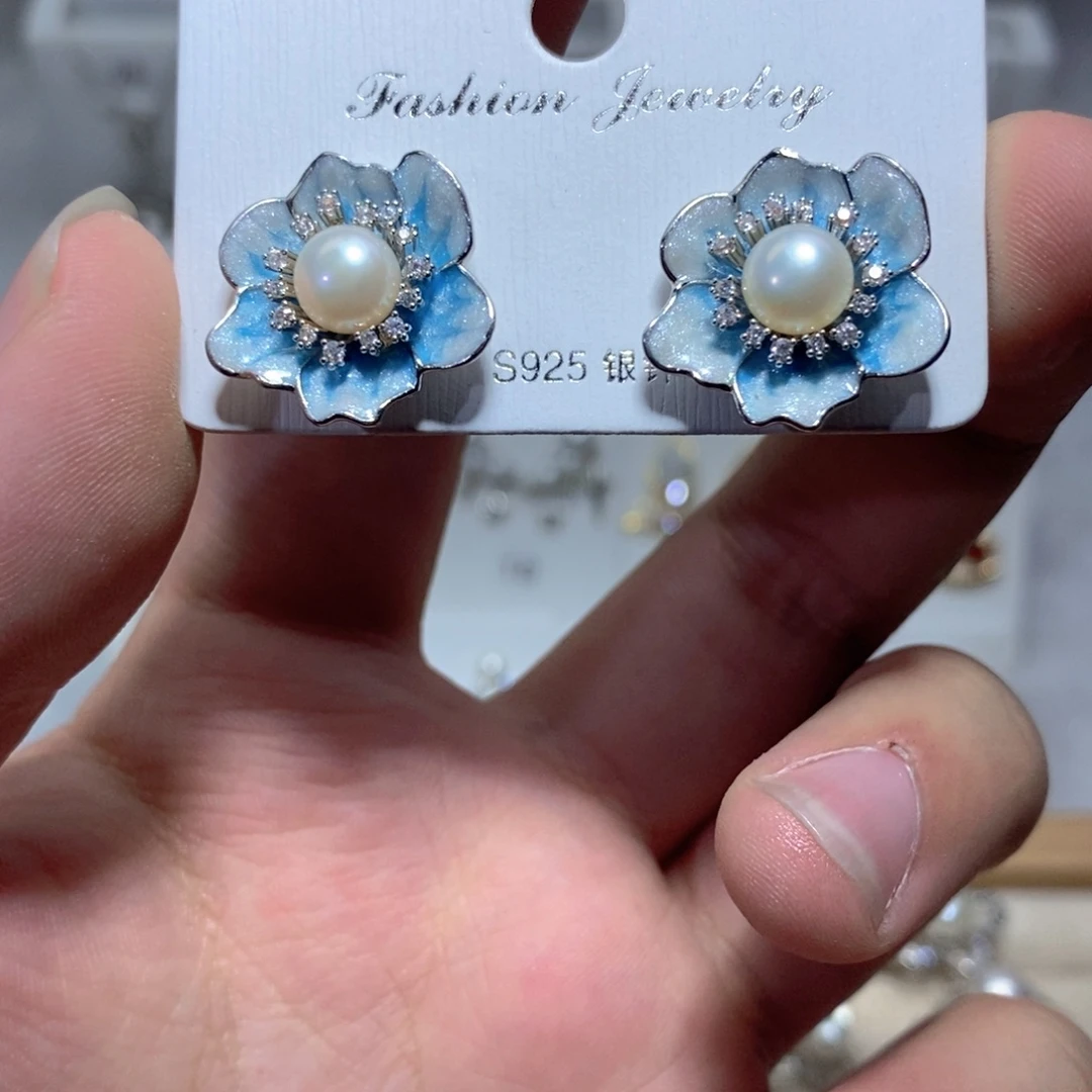 耳饰淡水珍珠银S925镶嵌