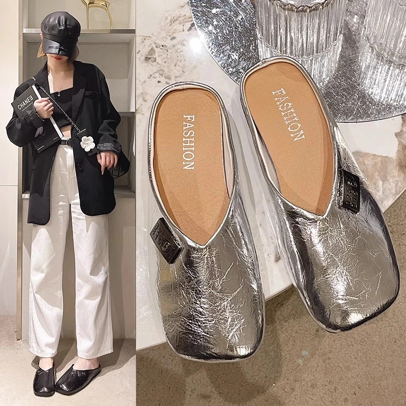 韩版高级感平底包头半拖鞋女2025春夏新款法式气质懒人孕妇凉拖鞋