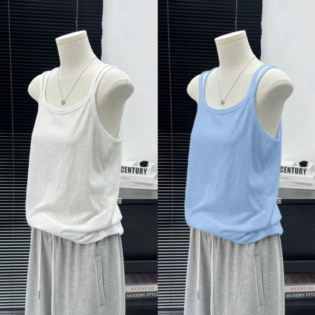 春夏季宽松遮肚吊带背心女外穿内搭无袖打底衫百搭显瘦mm大码背心