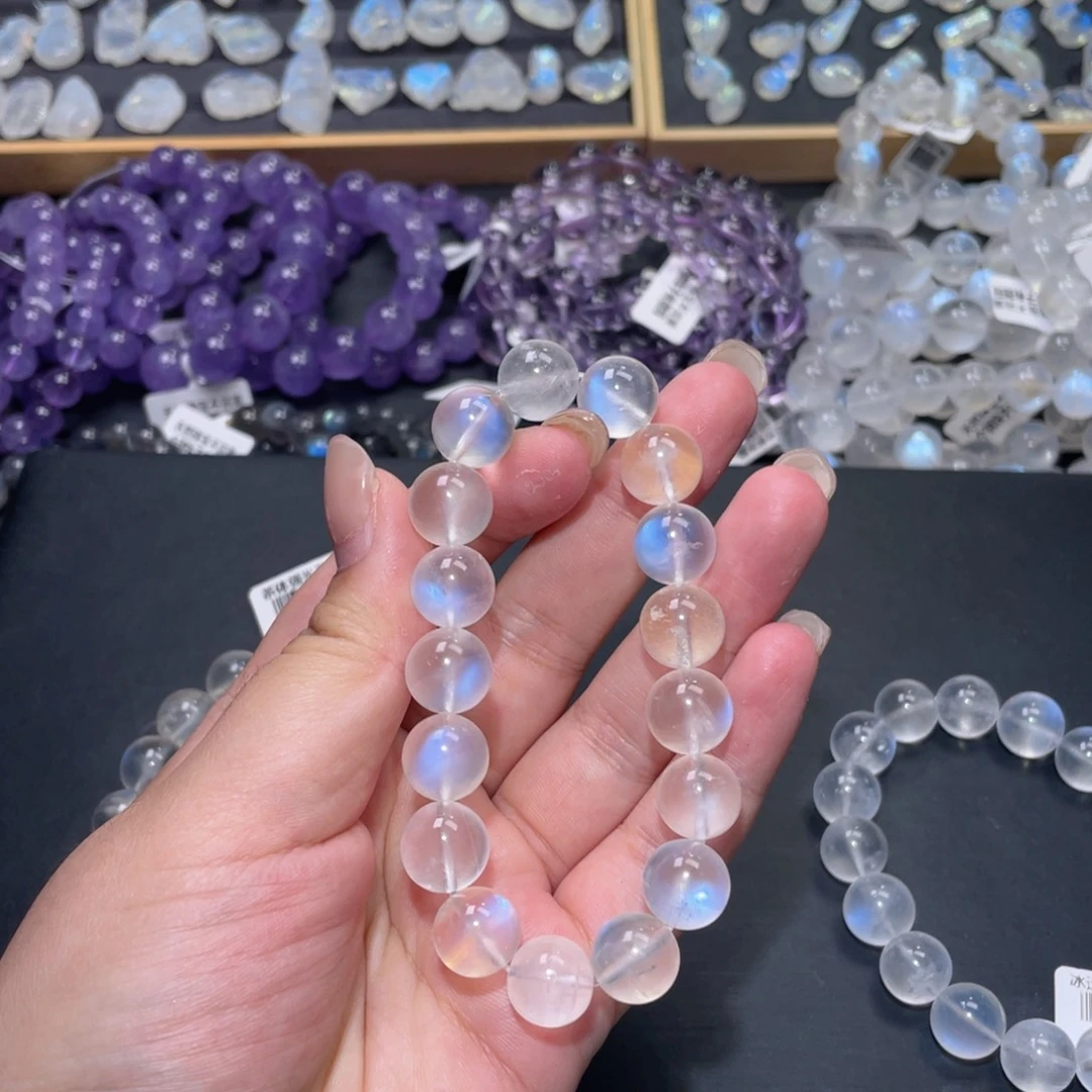 布****手链未镶嵌长石蓝月光手链12mm