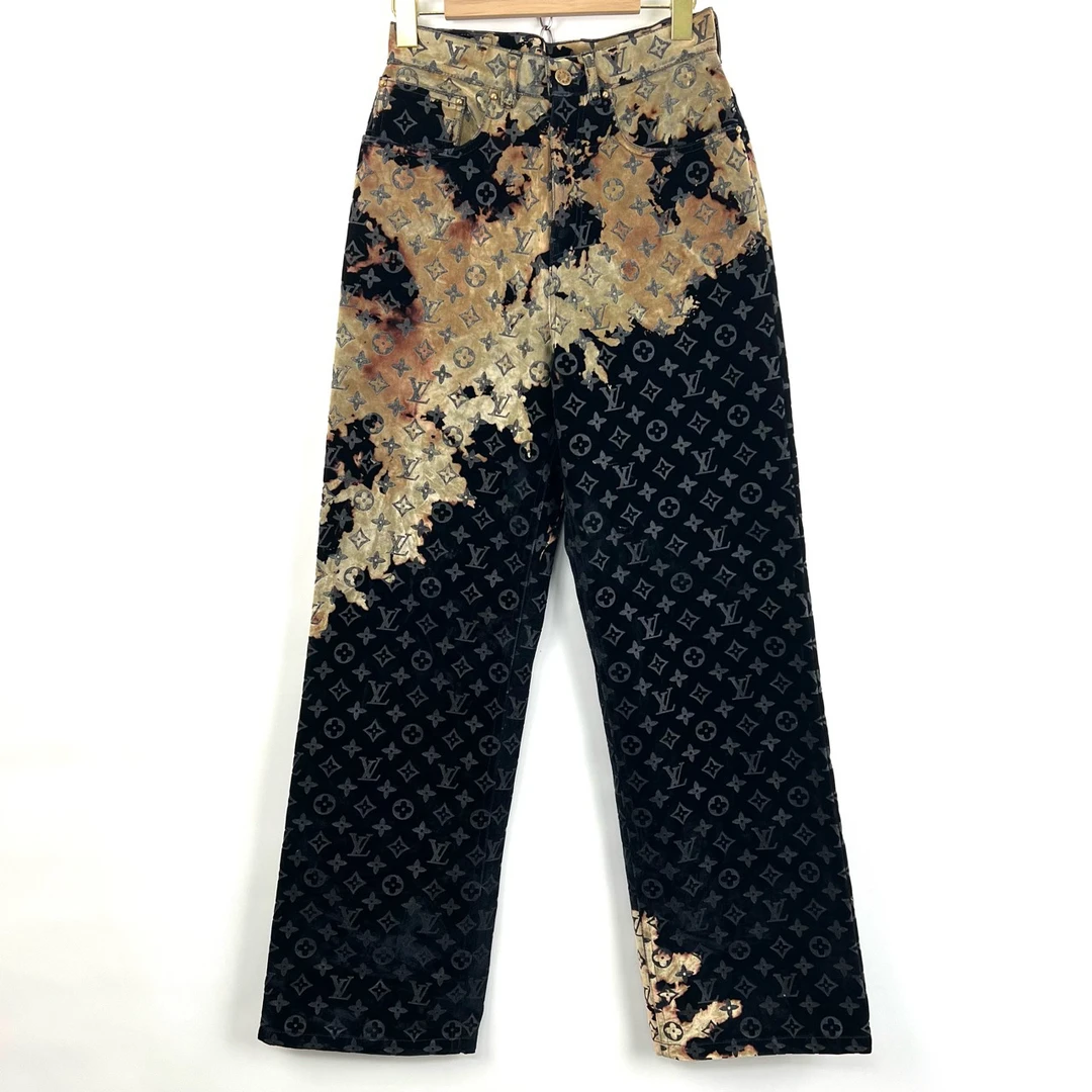 95新 LouisVuitton/路易威登 30码/火烧云植绒满logo牛仔裤/05674