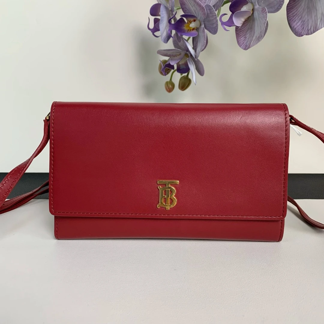 99新 BURBERRY/博柏利 【98新】burberry tb woc发财包酒红